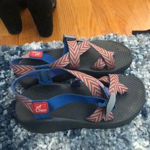 Rainbow stripe chacos